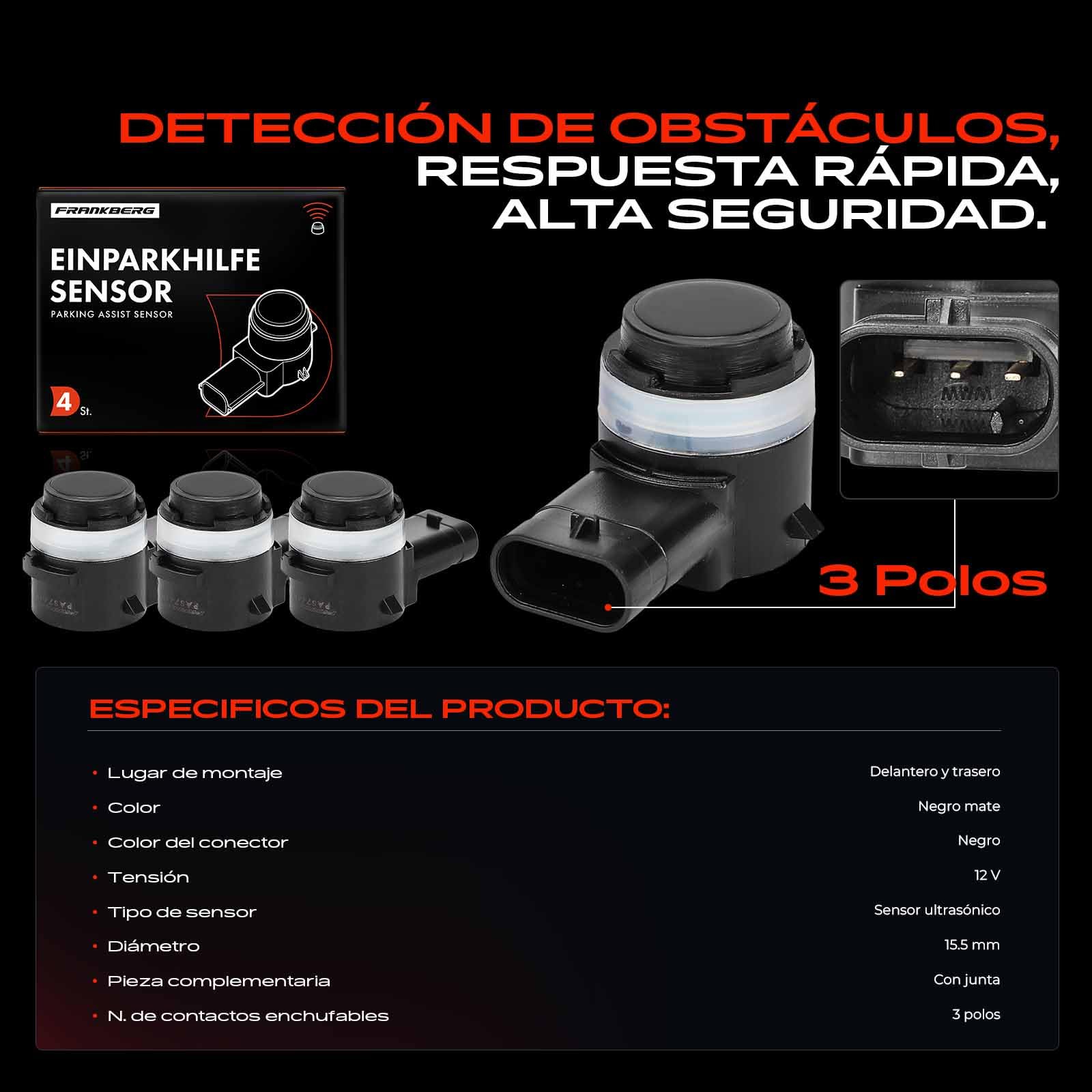 Frankberg 4 sensores de aparcamiento delanteros y traseros 66209274427