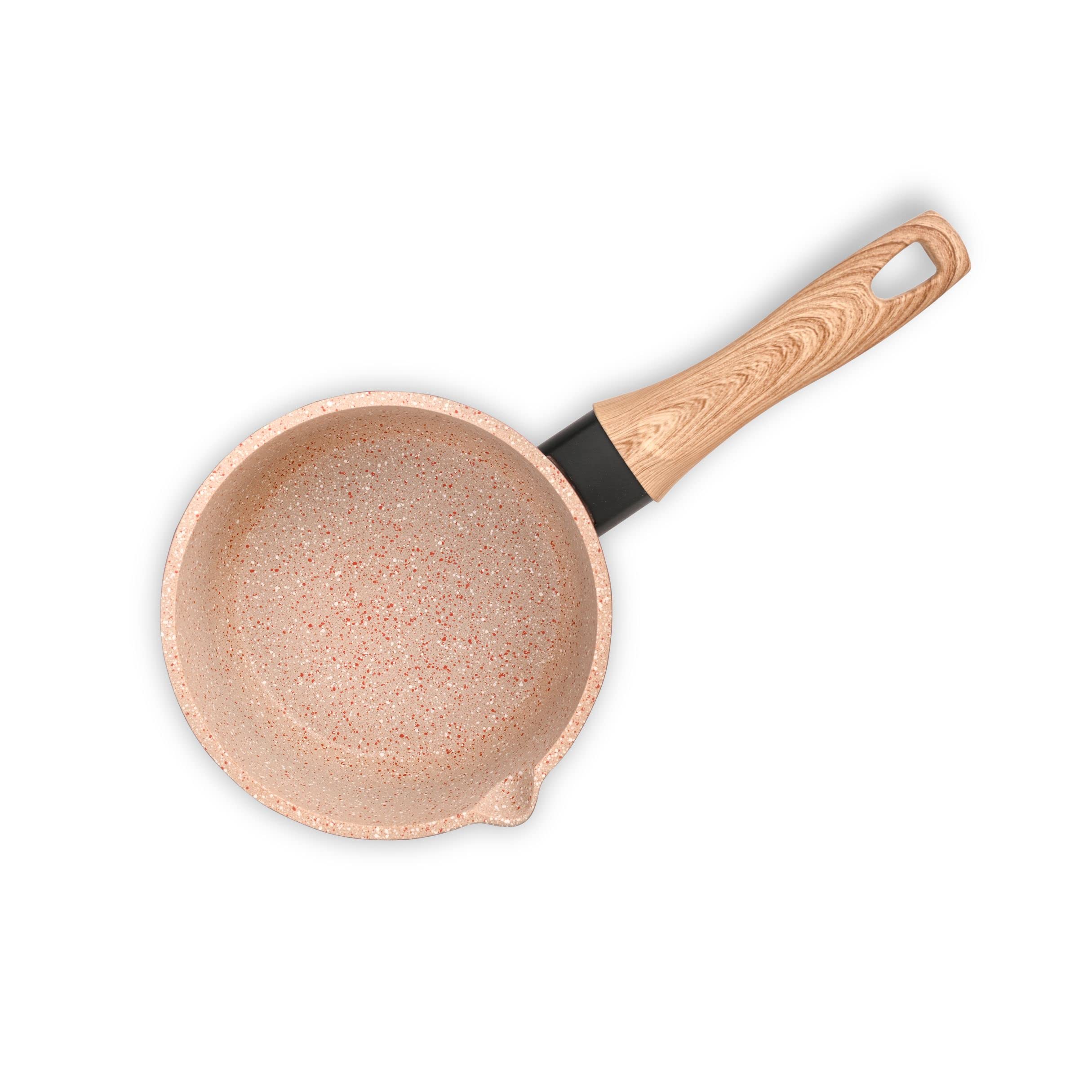 MACclite Aluminium Die Cast Non-Stick Granite + Induction Base Butter Scotch Sauce Pan 16cm Dia/1.4 Liters.