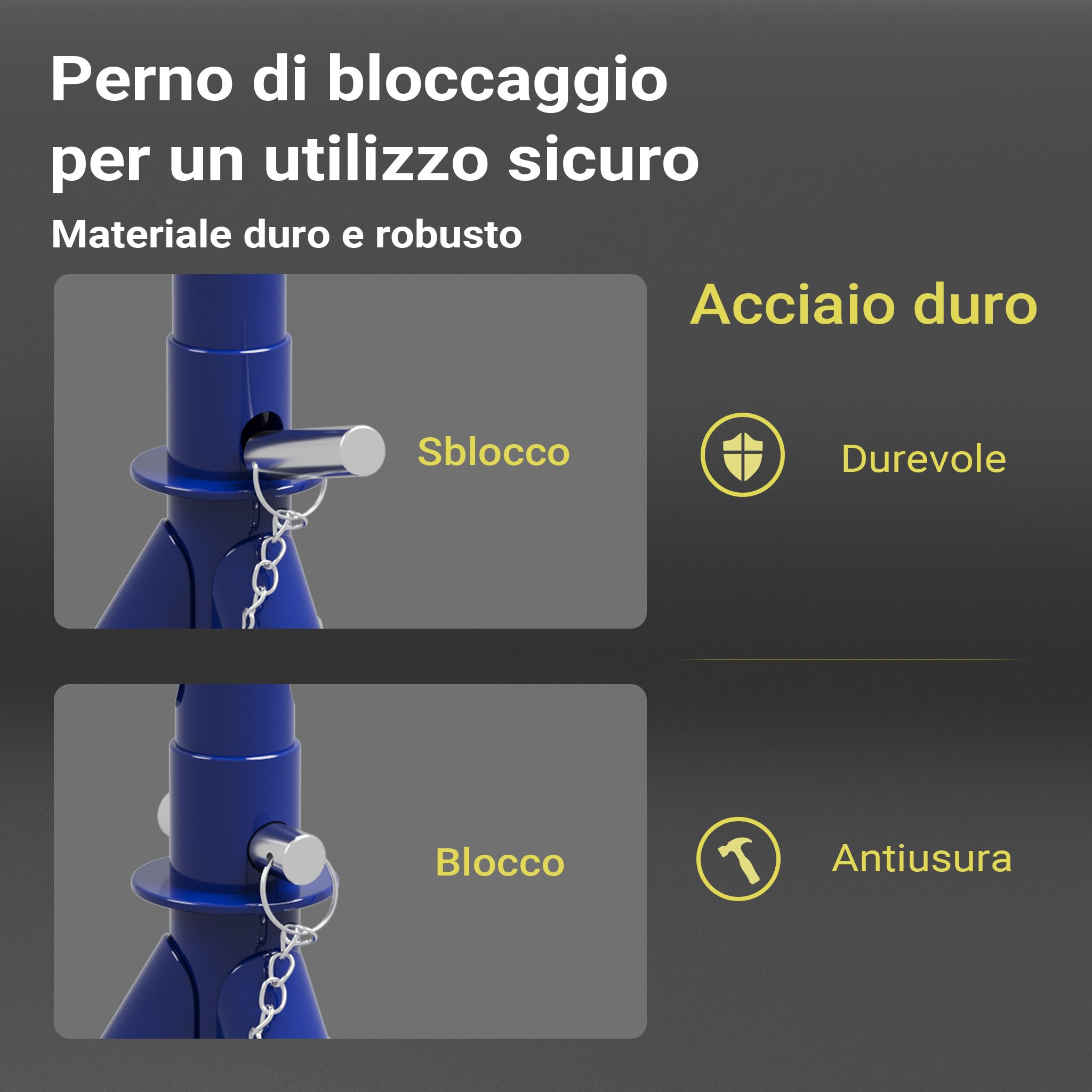 Wiltec set cric sollevatore + 2 cavalletti max 2t altezza regolabile