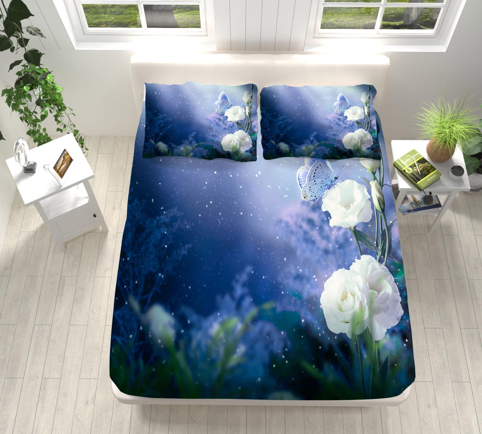 星キングサイズ ボックスシーツライトベッドカバー柔らかい通気性