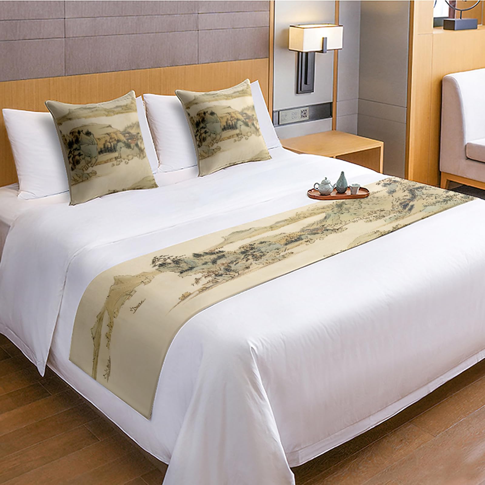 Chemin de lit chinois 45x260 cm imperméable et tapis pique-nique en polyester