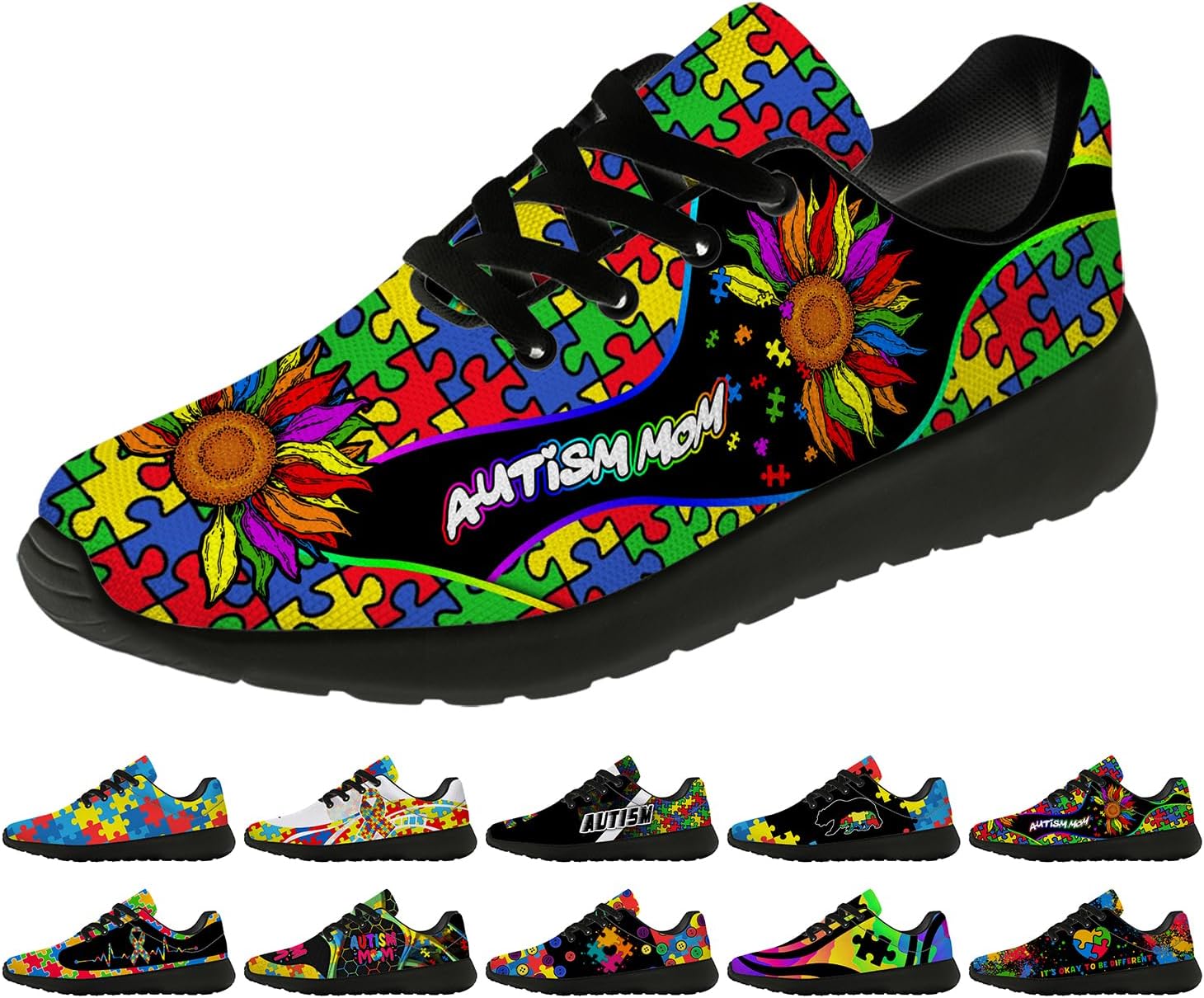 Generic Autism Shoes for Women Men Running Shoes Lightweight Tennis Sneakers Gifts for Him Her