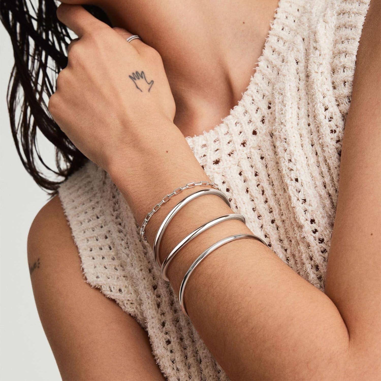 4mm 14K Gold Plated Bracelet | Glossy Stackable Minimalism Bangle Bracelet for Women | Solid Plain Round Twisted Flat Polished Bracelet Best Gifts for Love (Gold and Silver) - Image 4