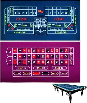 84 X 42 Inches Texas Holdem/Blackjack and Roulette/Craps Gambling Tablecloth, Flannel, Double Sides,100% Durac Waterproof, Washable and Ironable. Blue/Purple