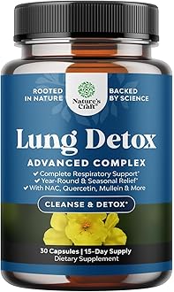 Lung Detox Mullein Leaf Capsules - Purifying Mullein Lung Cleanse Complex with NAC Quercetin & Cordyceps Extracts - Leaf Herb Respiratory Supplement for Sinus Immunity & Breathing Support 30ct