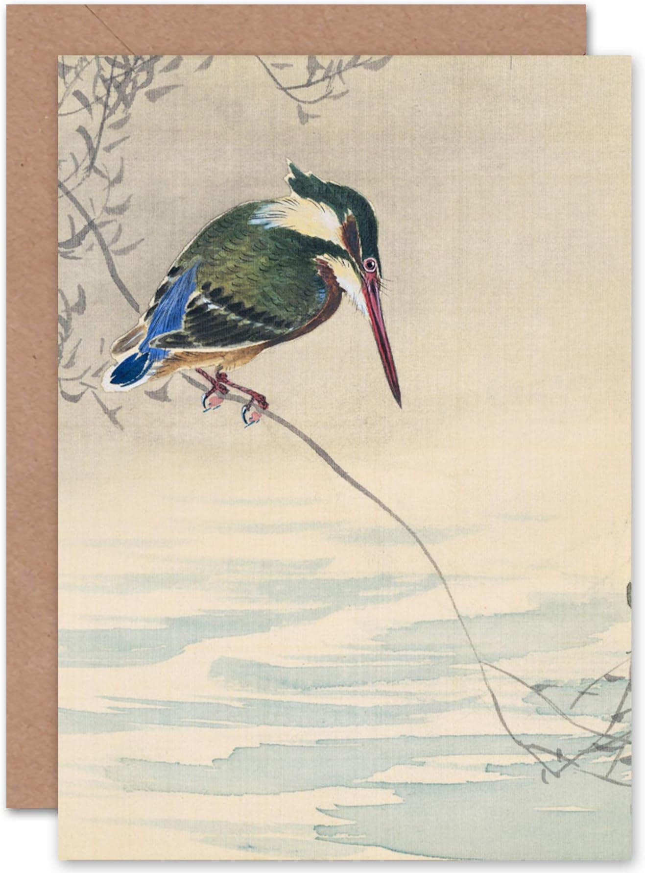 Artery8 Ohara Koson Kingfisher Bird Japanese Painting Fine Art Greeting Card Plus Envelope Blank Inside