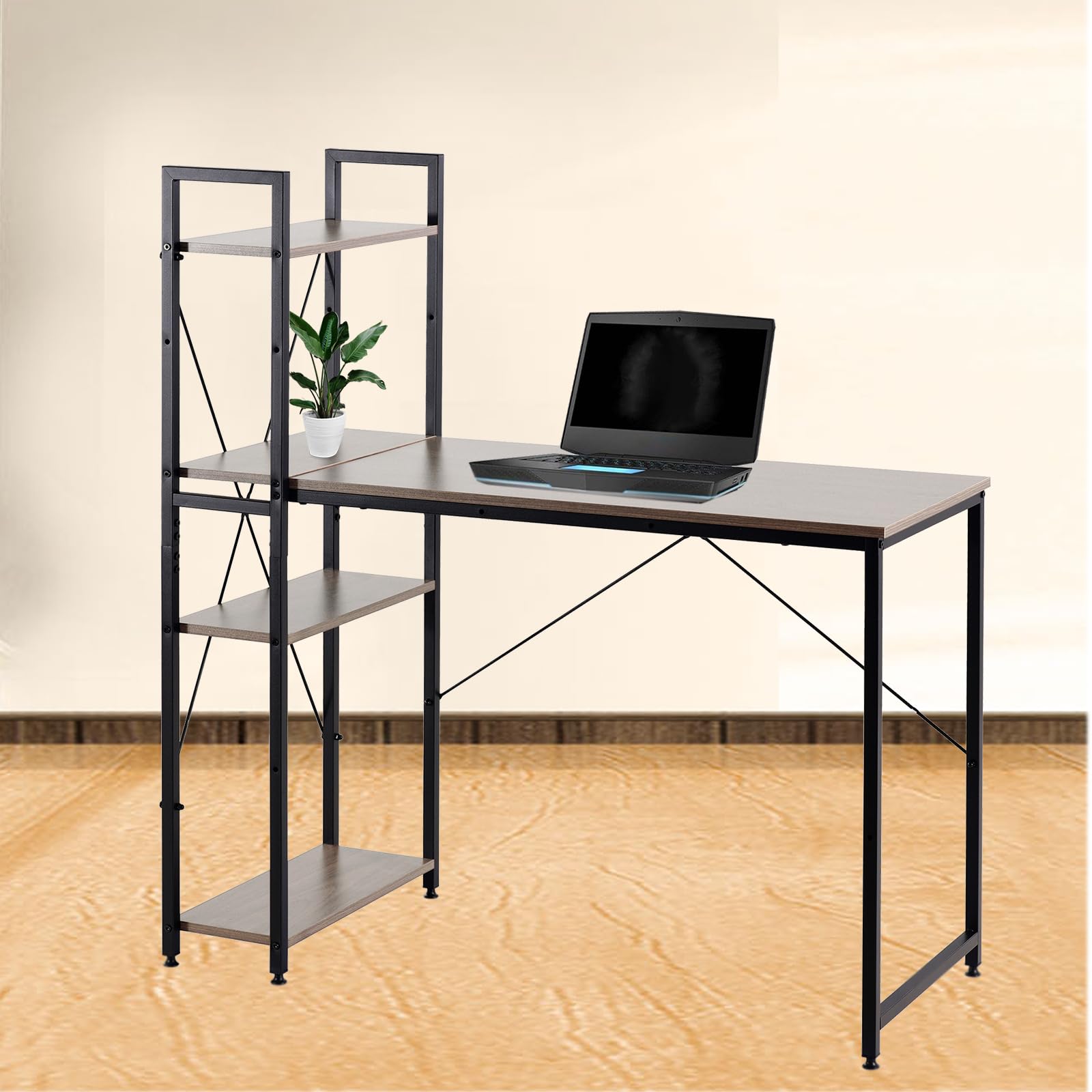 Amazon | パソコンデスク ラック付き pcデスク ゲーミングデスク 幅  