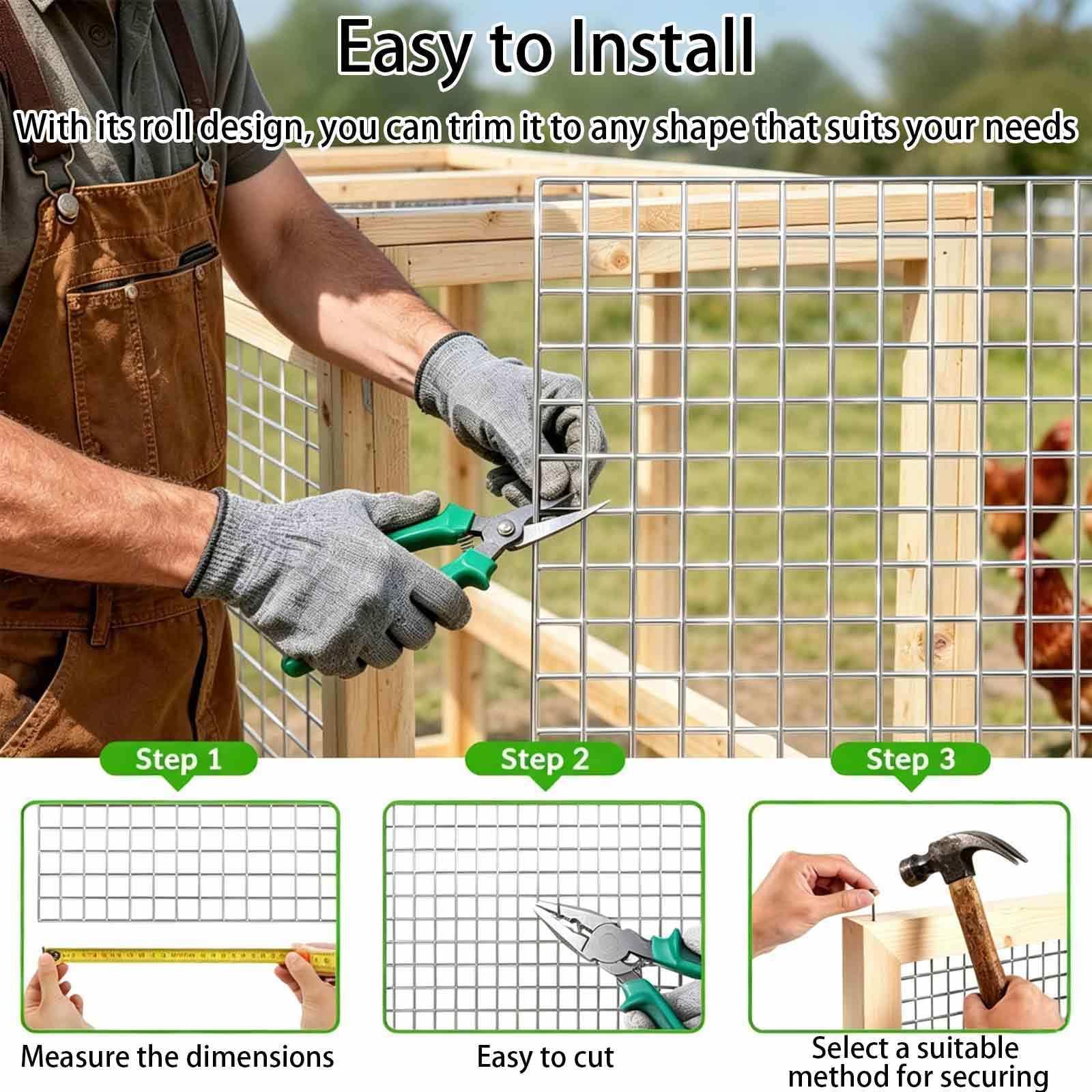 Rete Zincata Maglia Stretta Disponibile in Diverse Dimensioni Saldatura Rete Recinzione Rete Capre Pollame Protezione Ortaggi Giardino,13mm*10m