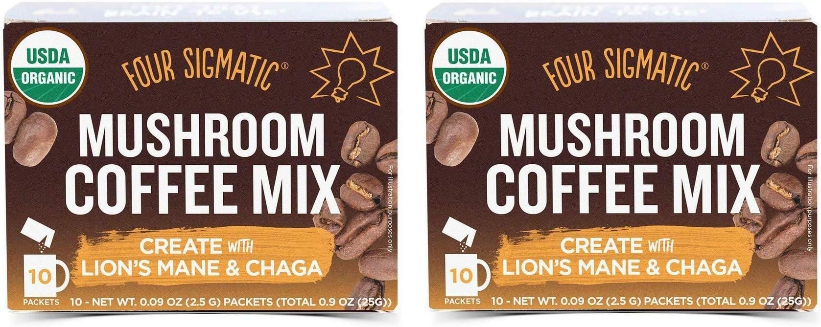 Four Sigmatic Mushroom Coffee Mix with Lion's Mane and Chaga 2 Pack of 25 Gram Boxes