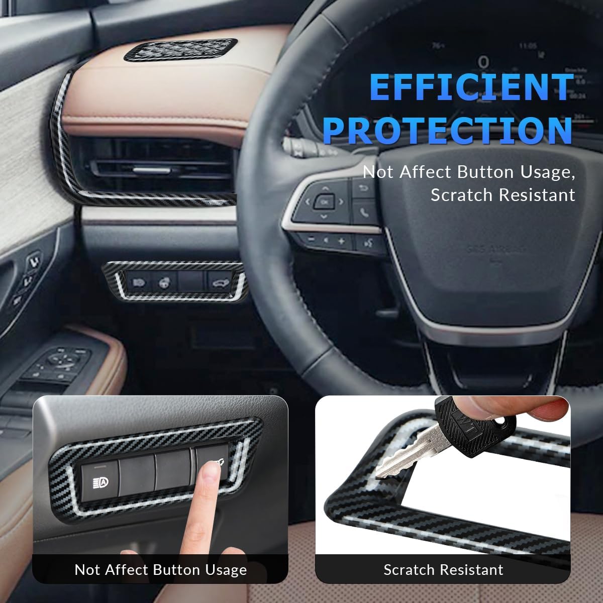 INTGET Center Console Dashboard Side Air Vent Outlet Cover for 2026 Toyota Grand Highlander Accessories 2024 2025 Interior Trim Kits with Headlight Control Switch Cover (ABS Carbon Fiber, 5PCS)