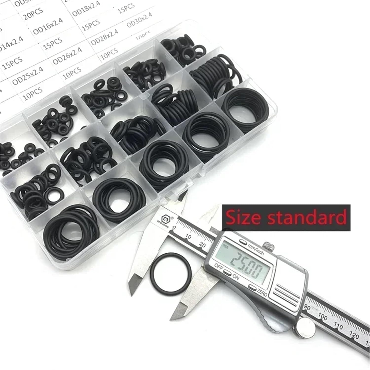 Versatile Rubber O Ring Thickness 2.4mm Assortment Black Sealing Gaskets Set Nitrile Washer for Car 15Size(3pcs)
