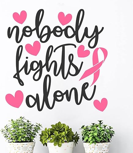 Calcomanías de pared con diseño de Nobody Fights Alone para pared, cinta rosa, arte de pared, calcomanías de pared extraíbles para dormitorio, sala