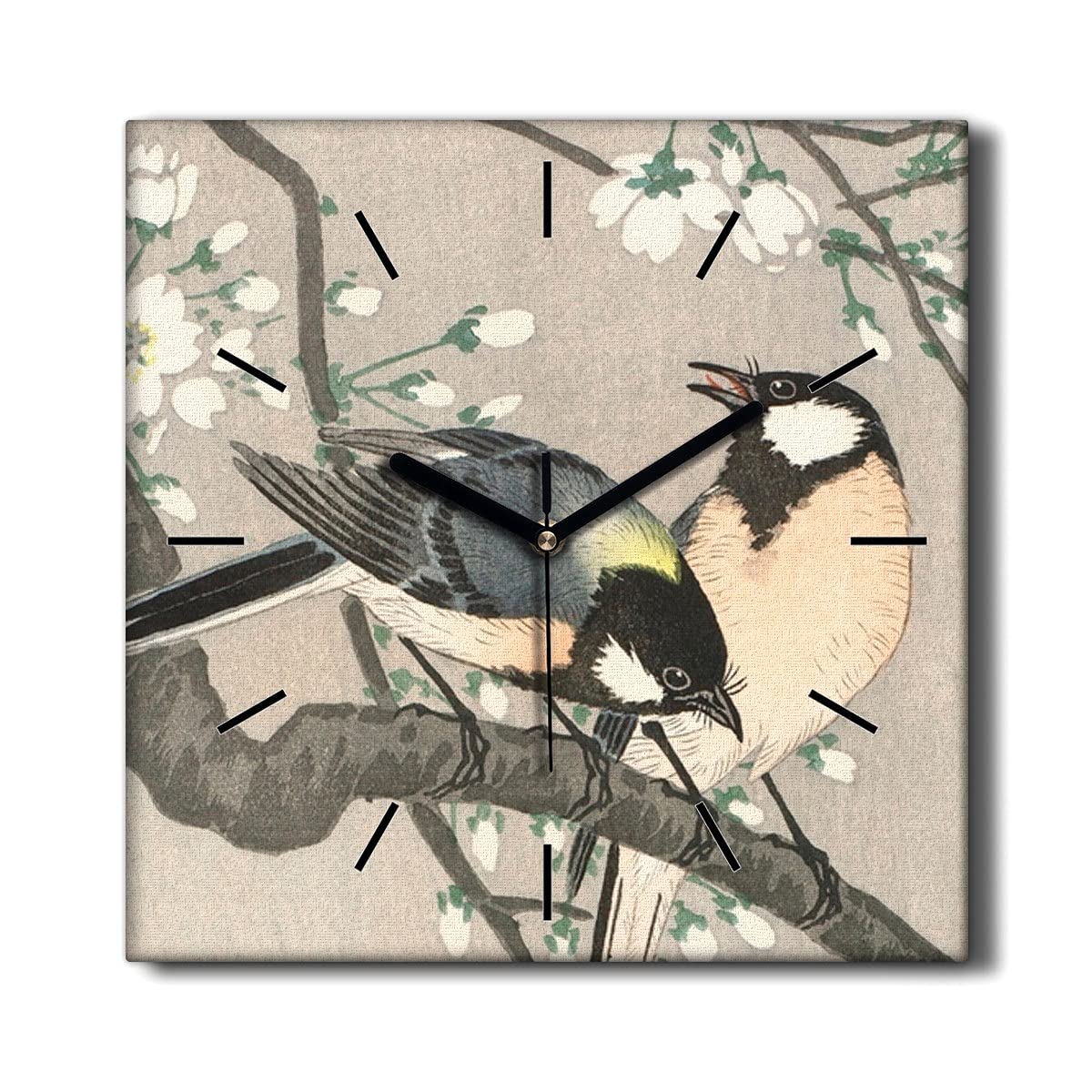 Horloge murale nature oiseaux Coloray 30x30 cm pour salon