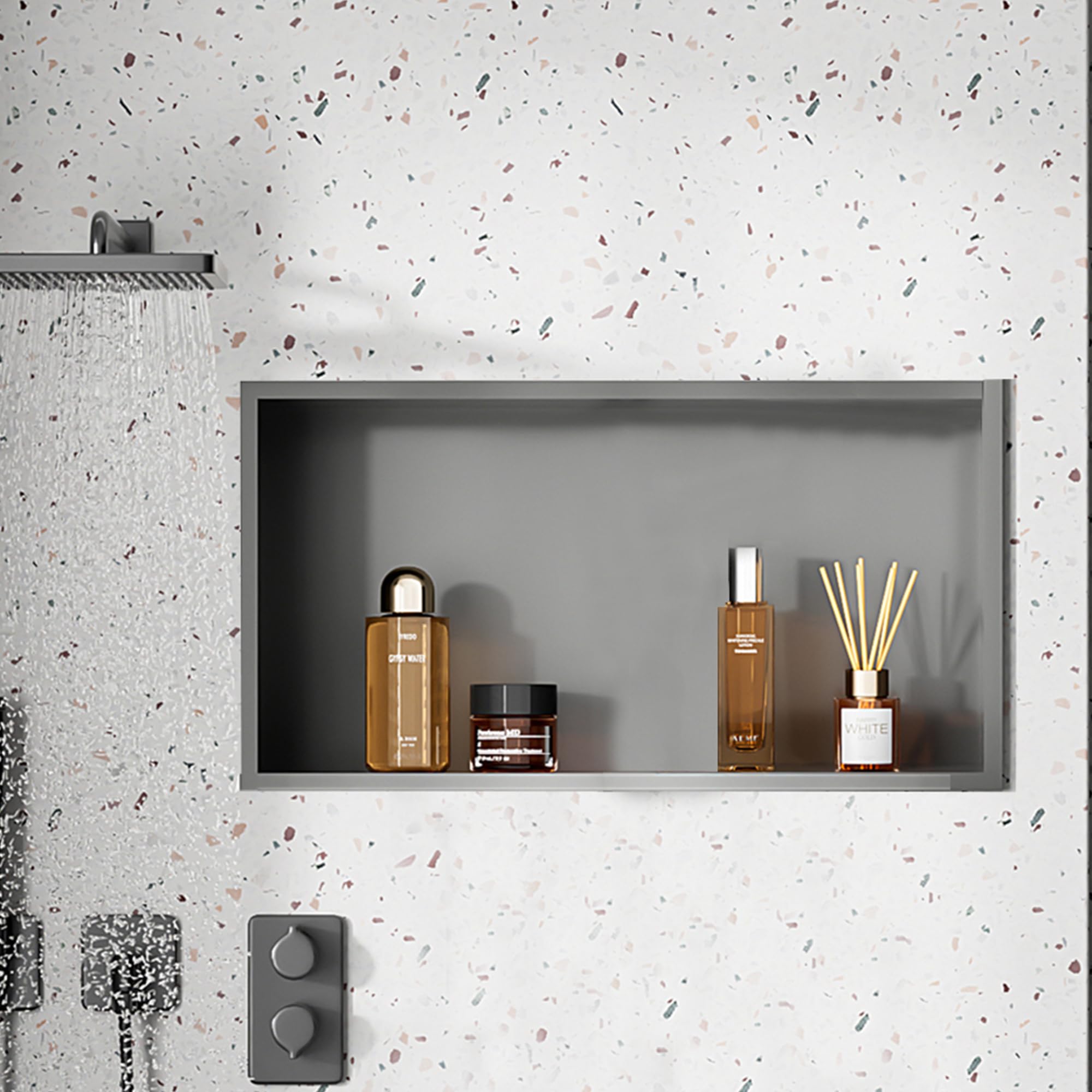 Niche de douche double 30,5 cm encastrable en mural pour le rangement de la salle de bain