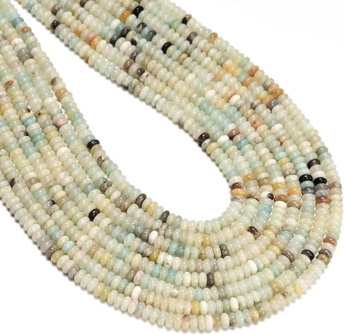 Vista 9 de ICAI Beads 5x8mm Cuentas Espaciadoras Rondelle Naturales Sueltas para Hacer Joyas Manualidades DIY Diseño 1 Hebra 15" APPR (Jade Blanco)
