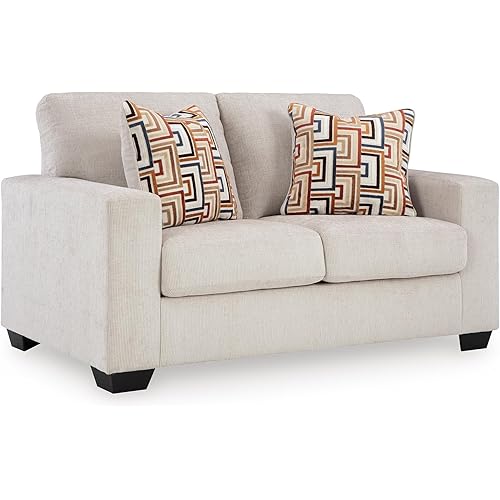 Signature Design by Ashley Aviemore Coastal Loveseat with 2 Accent Pillows, Beige