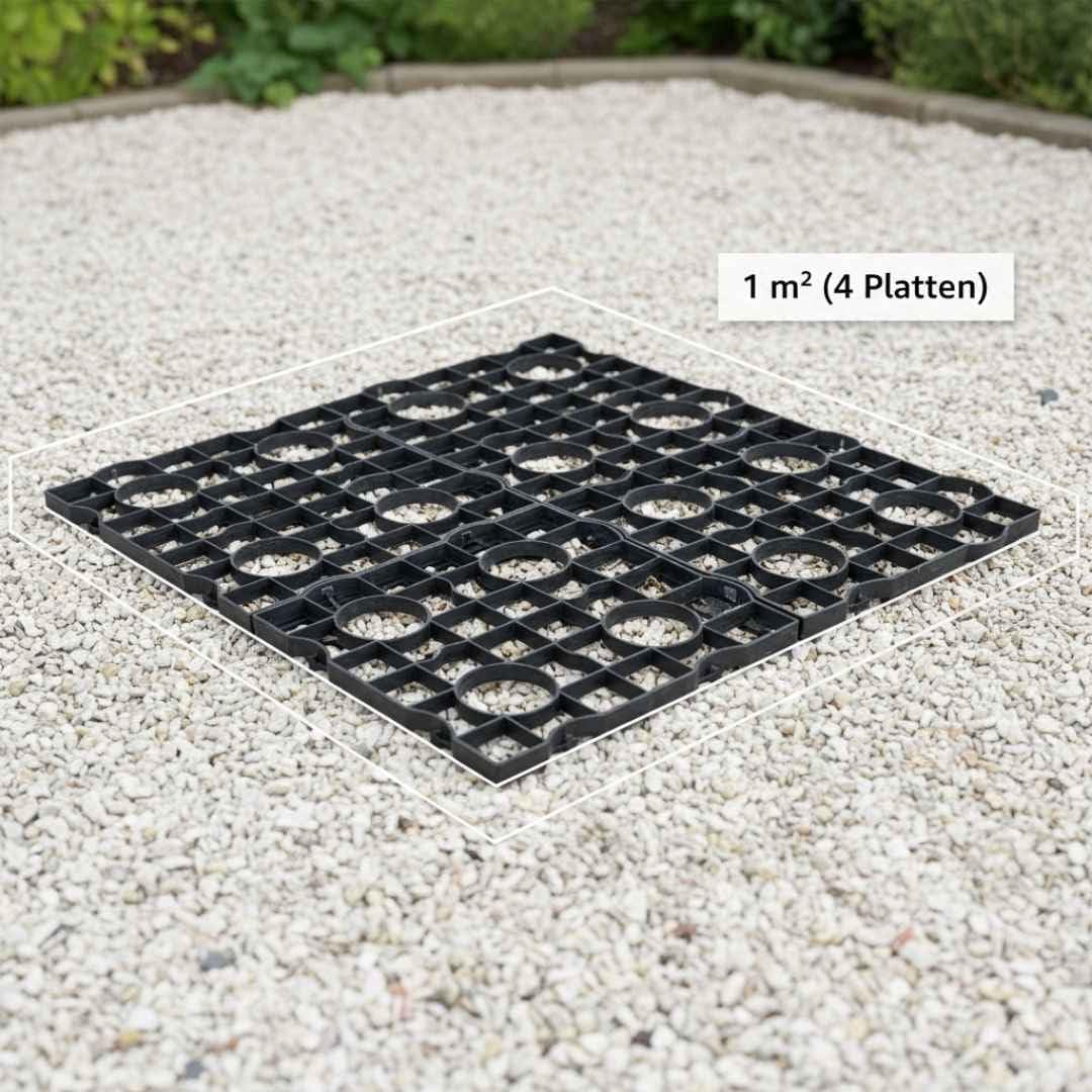 Florade Płyty siatkowe do trawnika 0,25 m² (1 płyta) – siatka trawnikowa z tworzywa sztucznego HDPE, jezdna i przepuszczająca wodę, odporna na promieniowanie UV i mróz – na wjazd, ścieżki ogrodowe i