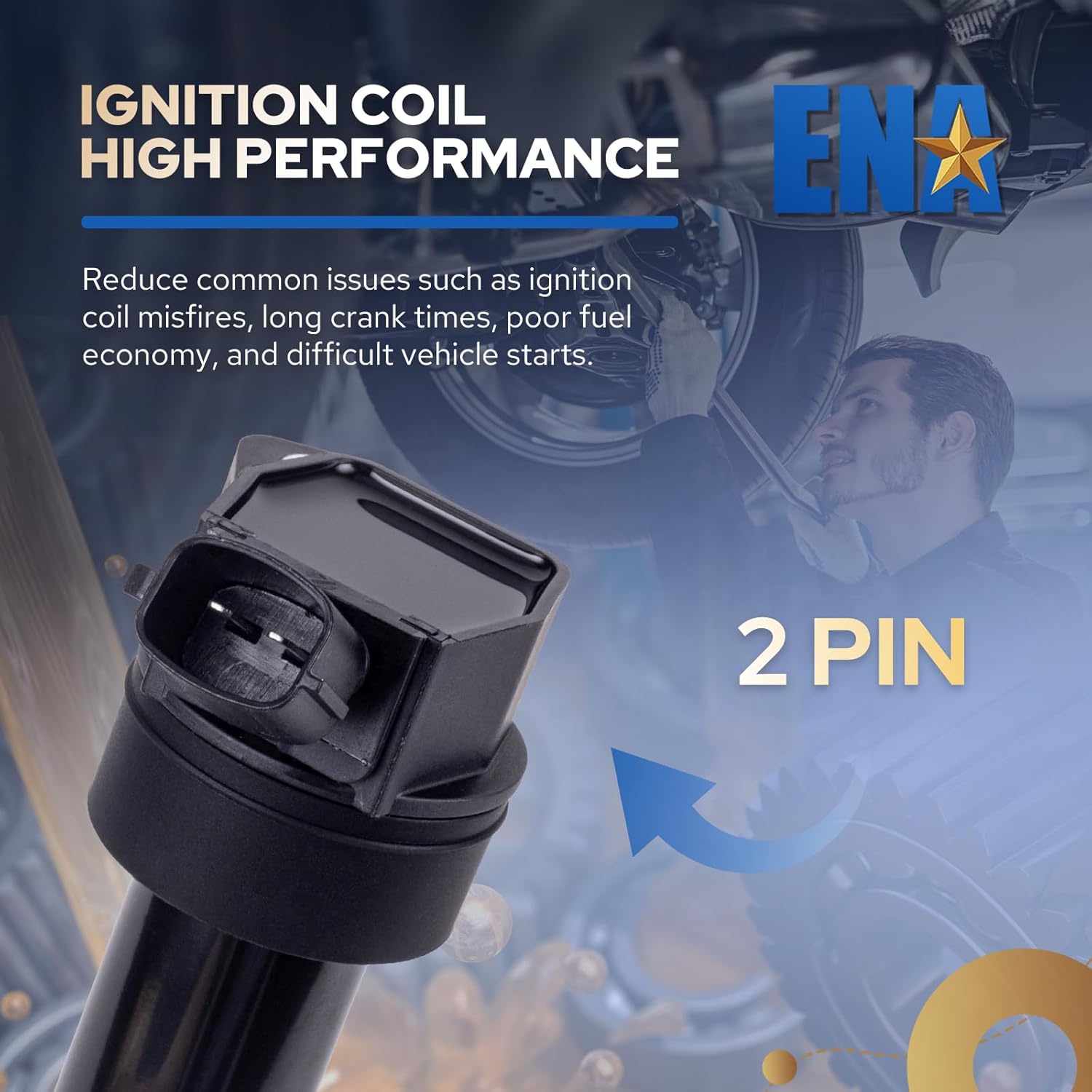 ENA Set of 1 Ignition Coil Pack 1.8L 2.0L V4 Compatible with Kia Hyundai 2011-2019 Elantra 2014-2018 Tucson 2014-2016 Forte 2012-2018 Soul Coils for UF651 5C1861 C1804 1788511 273002E000