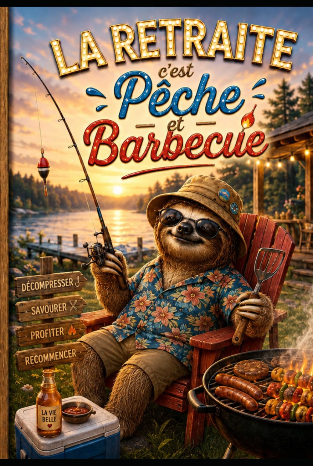 La retraite c'est pêche et barbecue: Livre d’or Retraite Homme Humour et Original • Idée Cadeau Départ Collègue, Papa et Papy • Grand Format Souvenir à Remplir pour Pot de Départ, Fête et Anniversaire