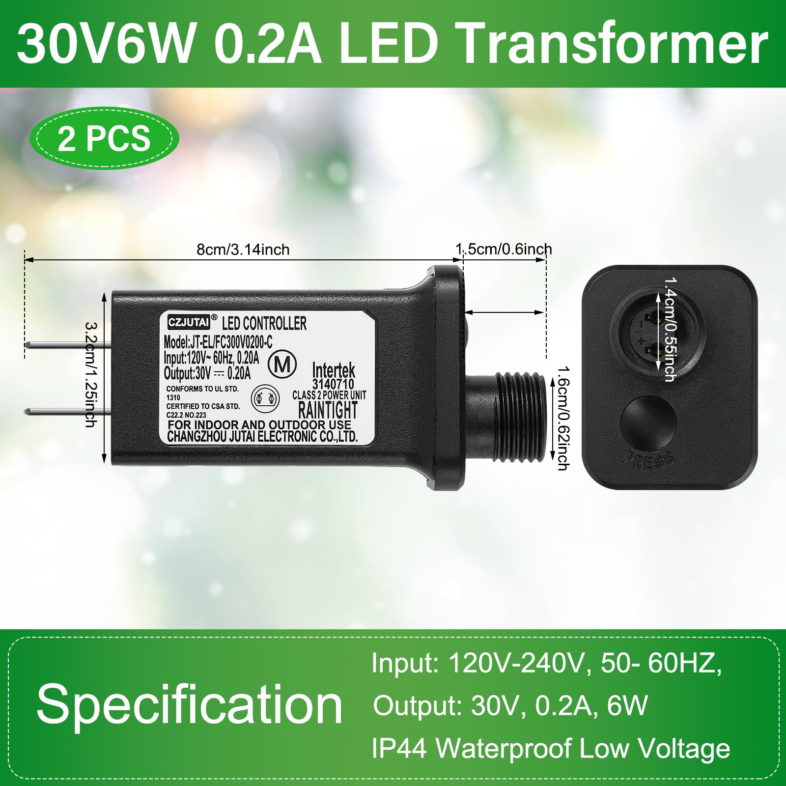Power Supply 2-Pack 30V 6W IP44 Waterproof - Class 2 LED Transformer ...