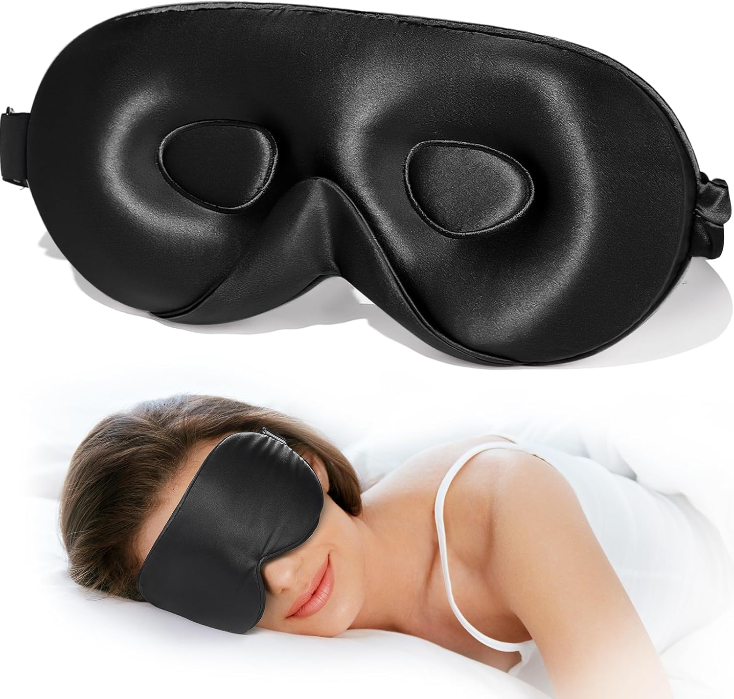 LitBear 100% 22 Momme Mulberry Silk Sleep Mask – 3D Contoured Eye Mask for Men & Women, Soft Breathable Sleeping Mask with Adjustable Strap, Perfect Blocks Light for Sleeping (Black) LitBear 100% 22 Momme Mulberry Silk Sleep Mask – 3D Contoured Eye Mask for Men & Women, Soft Breathable Sleeping Mask with Adjustable Strap, Perfect Blocks Light for Sleeping (Black)