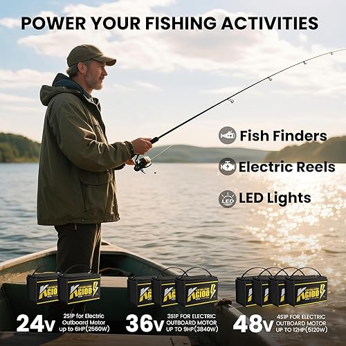 Miniatura 7 de Batería LiFePO4 de 12 V 100 Ah, batería de litio BCI Group 31 con BMS integrado de 100 A, batería de fosfato de hierro y litio de 15000 ciclos,