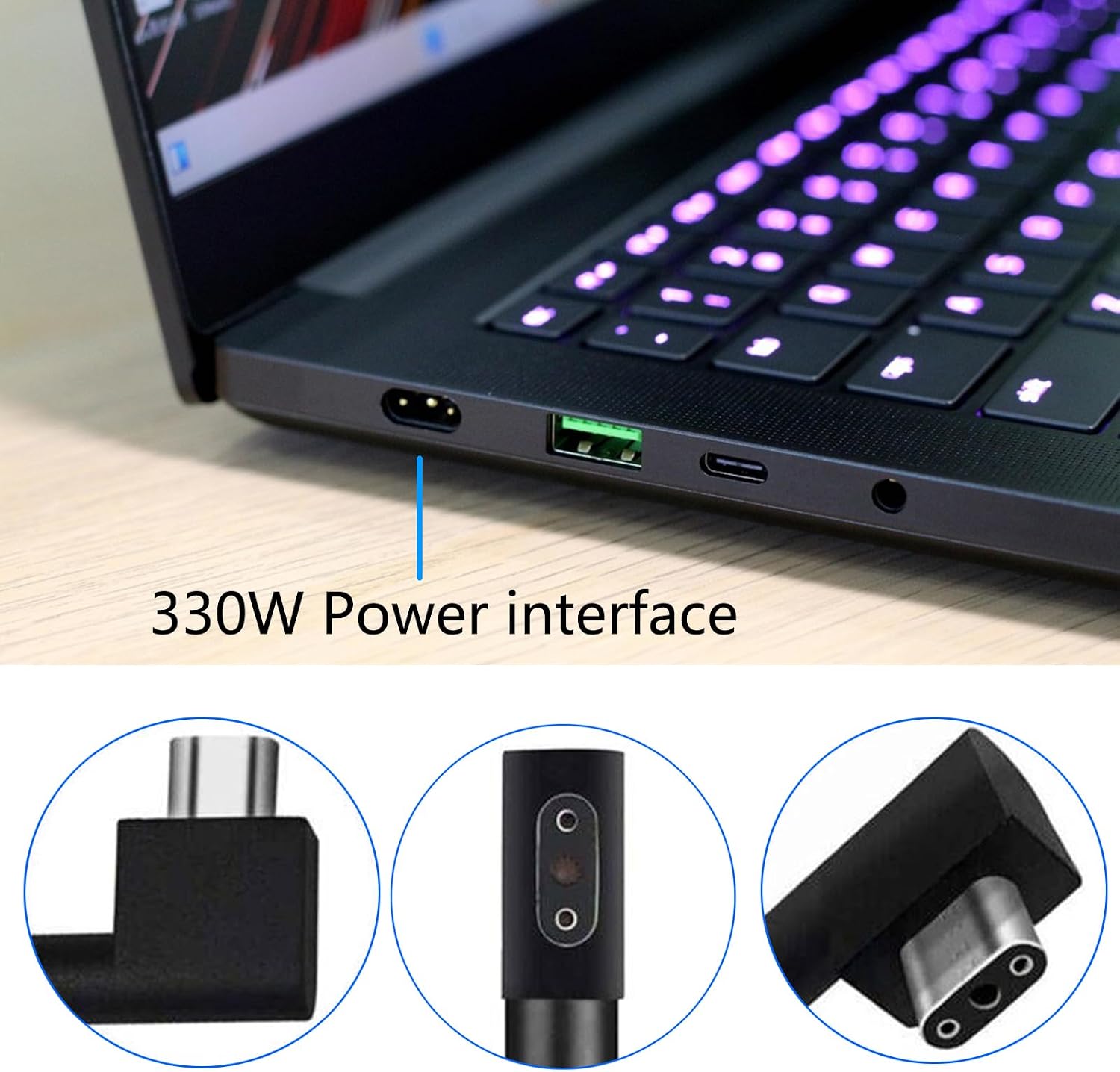 330W Portable AC Adapter 19.5V 16.92A Replacement RC30-0484 Compatible with Razer Blade 16 18 i9-13980HX RTX4090 13950HX RTX4080 Laptop Charger