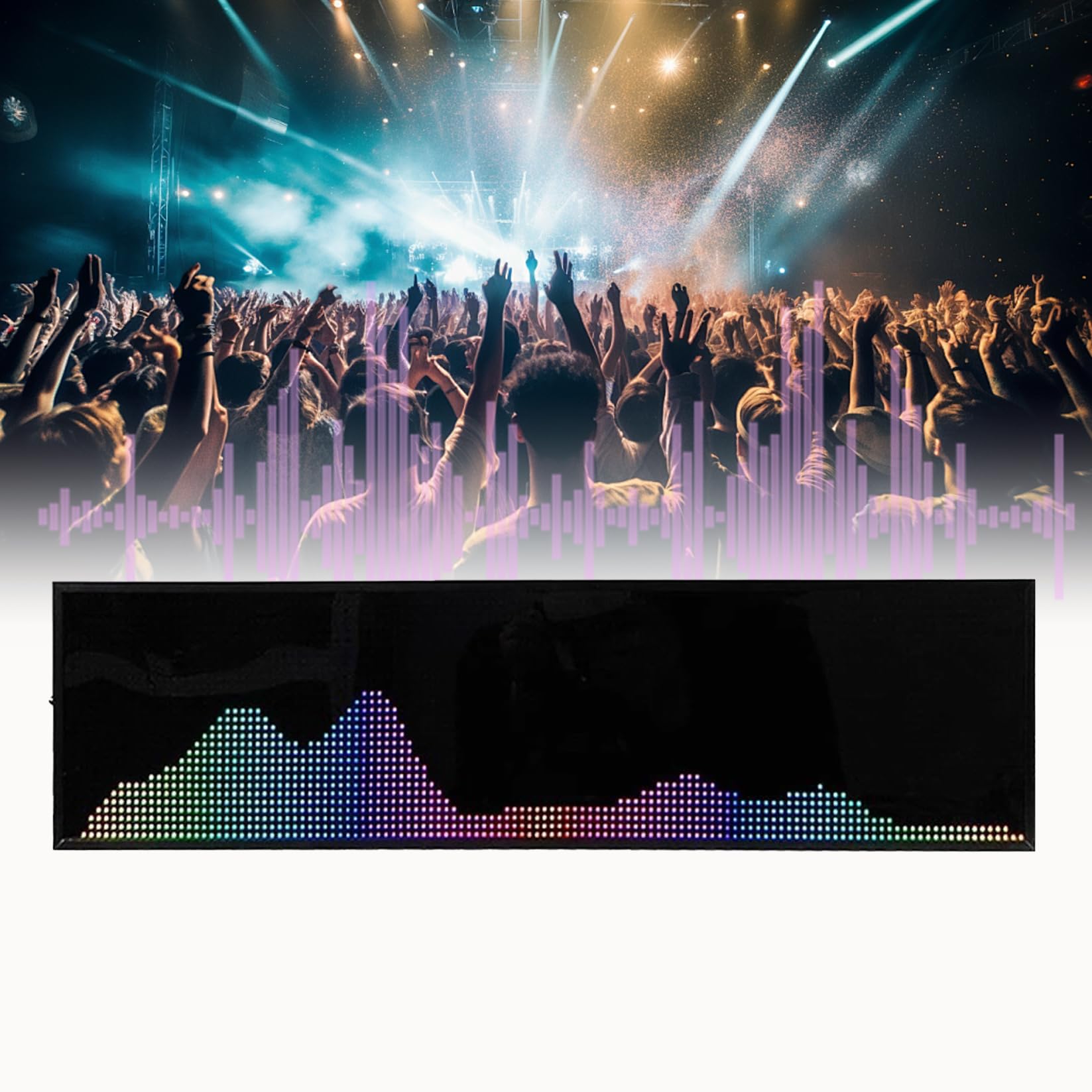 Analizador de espectro musical LED con 36 estilos visuales y reloj RGB para escritorio