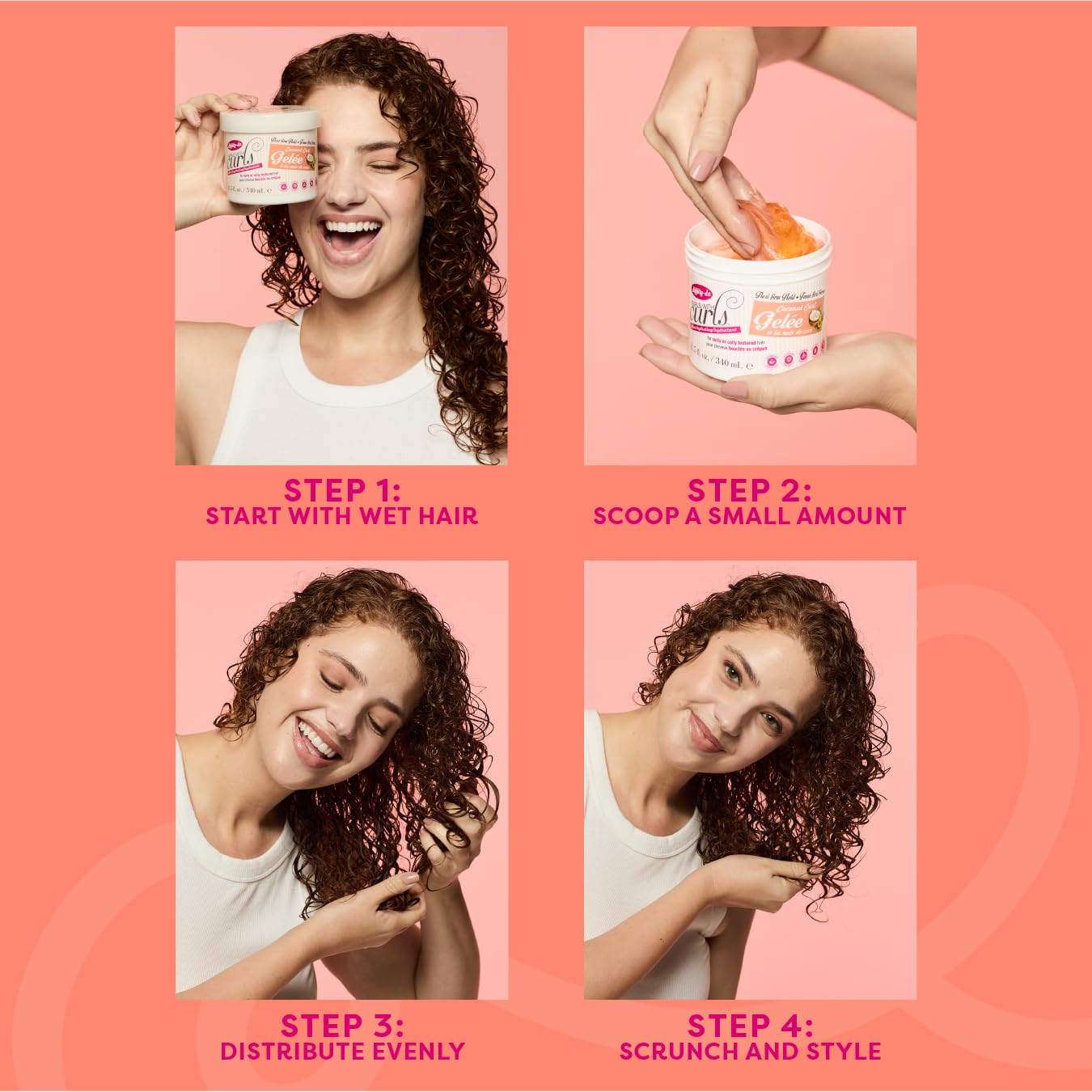 Dippity-Do Girls With Curls Ultra-Hydrating Flexi-Firm Hold Coconut Curl Gelee Duo, Coconut Scented Hair Gel, Curly Hair Products For Hydration, Frizz Control Coily, Wavy, Curled Hair, 2 Piece Set