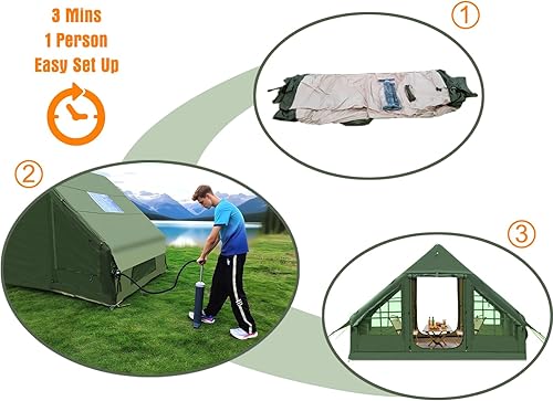 Miniatura 3 de Tienda de campaña inflable para la familia, tienda de campaña inflable para todas las estaciones con bomba, fácil instalación en 3 minutos,