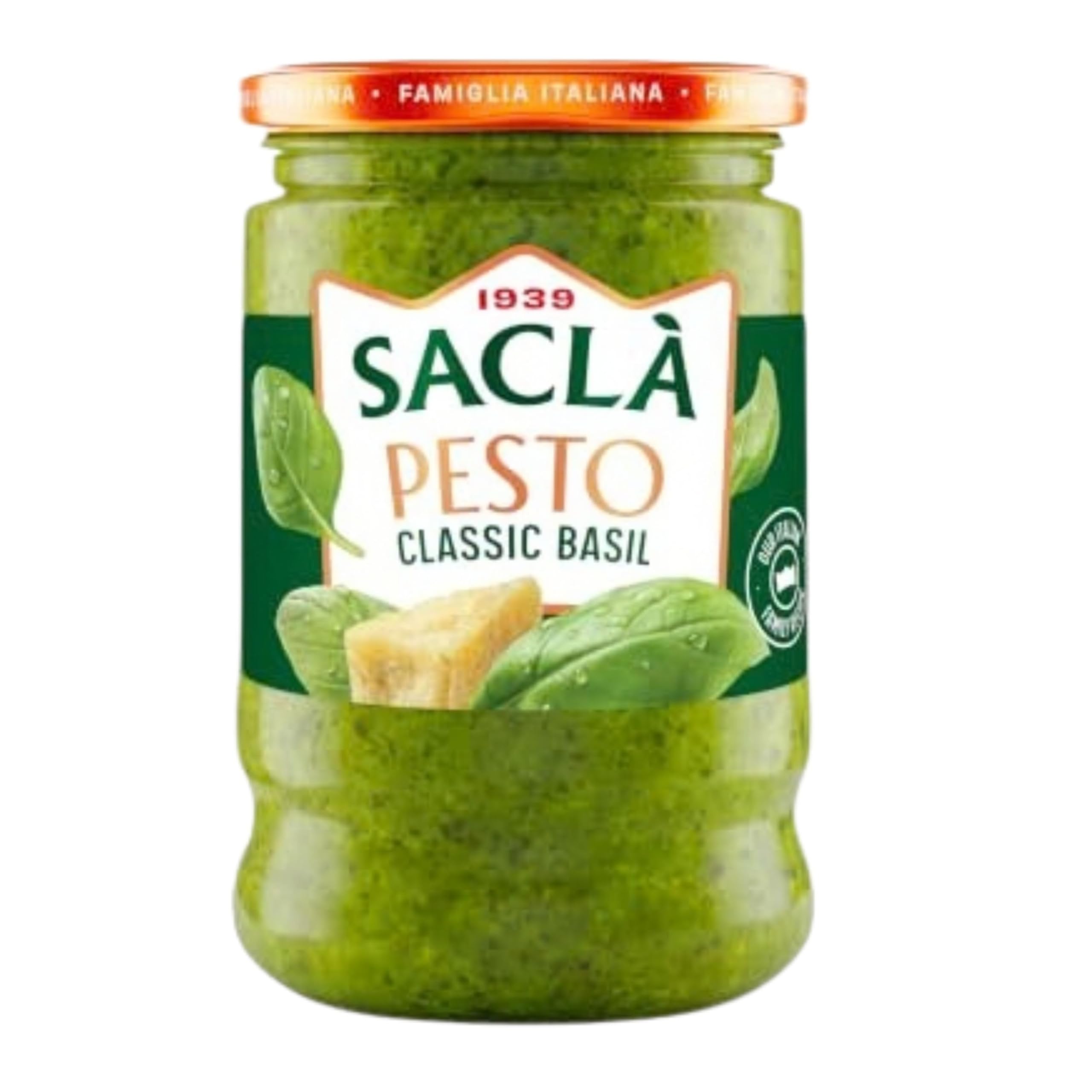 Sacla Italian Basil Pesto – with Pine Nuts & Italian Cheese | Made with fresh basil leaves, Italian cheeses and pine nuts – perfect with pasta, pizza and garlic bread (Package May Vary)