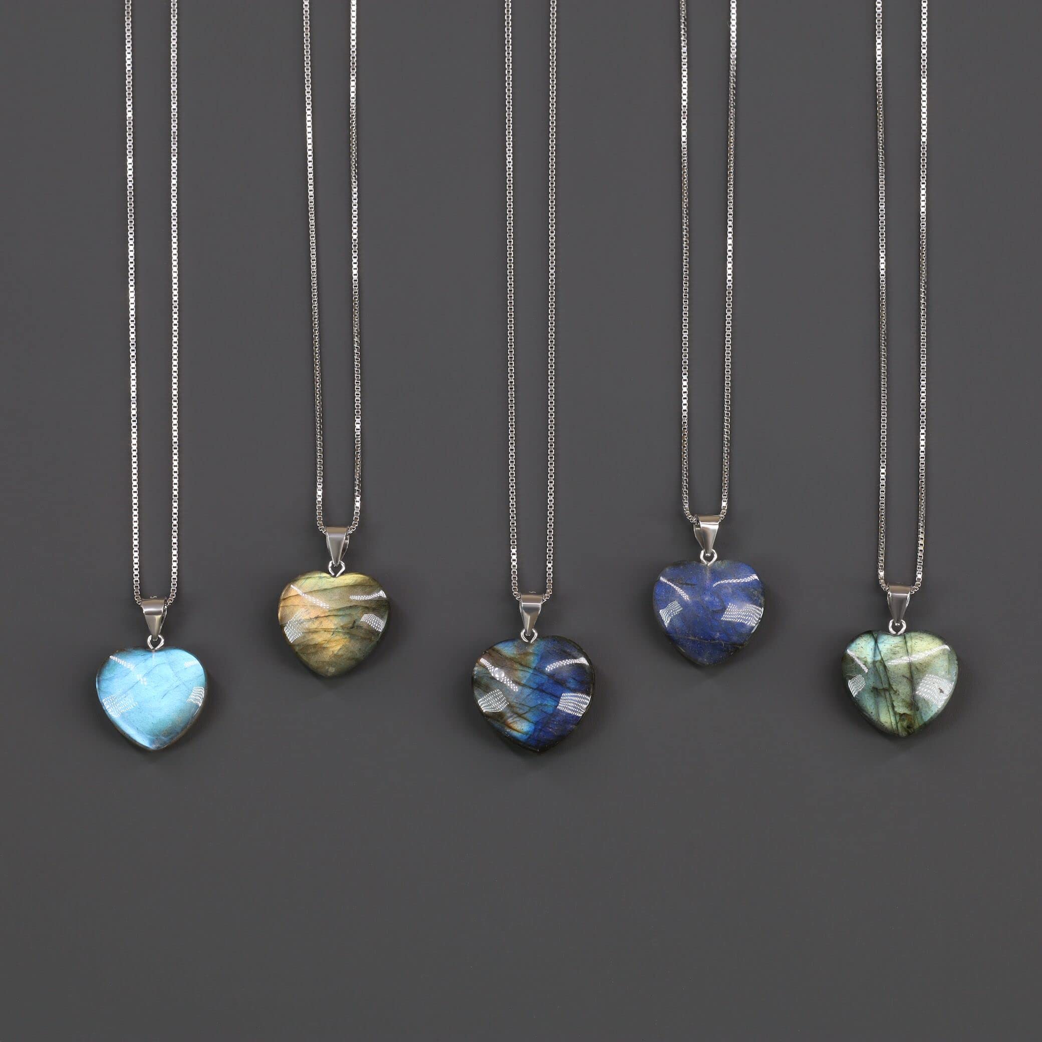 coai Collana da Donna in Argento 925 con Ciondolo Cuore in Pietre Naturali