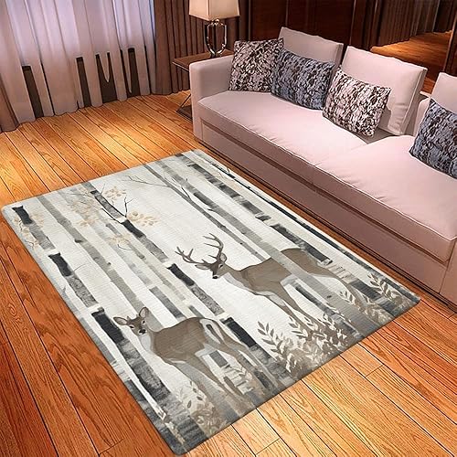 Miniatura 3 de Alfombra con estampado de camuflaje de ciervos de animales, alfombra de ciervo para sala de estar, alfombra de ciervo para dormitorio, alfombra de