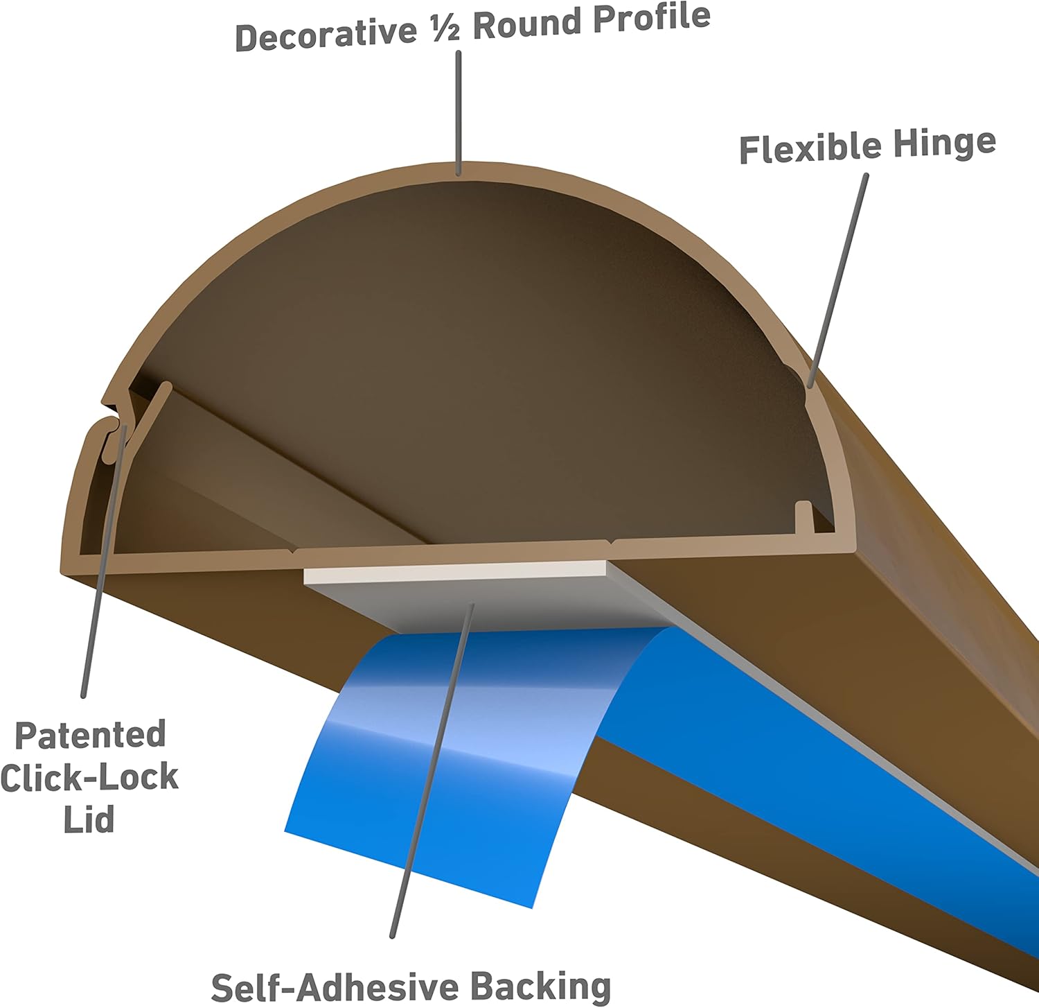 D-Line Cord Hider Wall Mounted TV, Cable Raceway, Desk Cable Management, Cord Cover Wall, Decorative Cable Concealer, TV Wire Cover, Wire Management - 2in W x 1in H x 39in Length - Wood-Effect : Everything Else