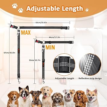 Laqibak Removable Dog Seat Belt Harness for Car, 3 in 1 Pet Seatbelt Leash