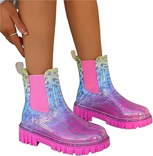 Zymjzbetic Botas de Lluvia de Tubo Medio Resistentes al Desgaste, Color Rosa, Botas de Lluvia clásicas, Zapatos de Goma Impermeables para Las Mujeres(40)