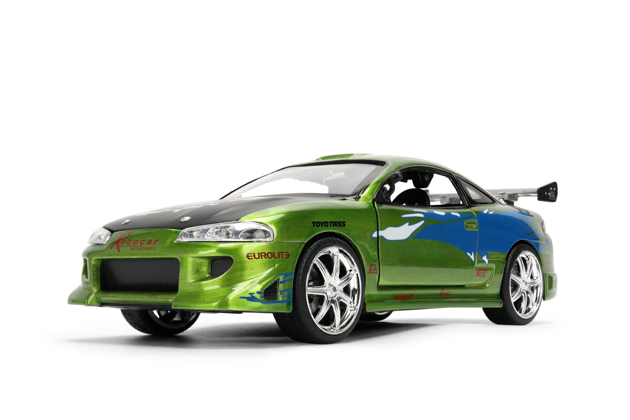 Jada Druckguss-Modellauto, kompatibel mit Fast & Furious 25th Anniversary Edition 1:24 Brians 1995, Mitsubishi Eclipse Pinsel, Farbe Finish