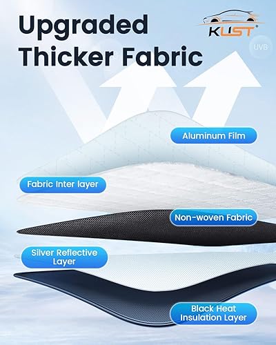 Miniatura 3 de KUST Parasol para parabrisas delantero, plegable, más grueso, 5 capas, bloquea el calor y los rayos UV del sol