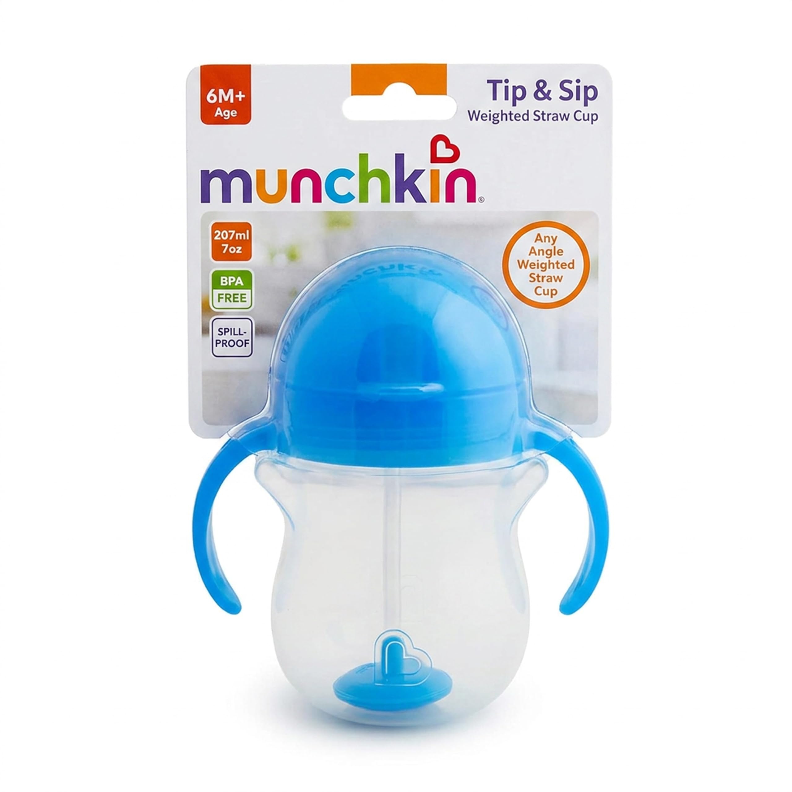 Munchkin Click Lock Tip & Sip Weighted Straw Cup with Handles – Spill-Proof Sippy Cup with Flip-Top Lid, Blue, 208ml, BPA-Free, 6+ Months-image-36