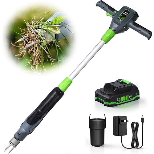 Weed Puller Tool, 21V Powerful Garden Tools Electric Weeding Tool with 2.0Ah Battery and Charger, Gardening Tools Weeder Tool with 3-Claw Steel Head for Smooth Weeding, Gifts for Men Women