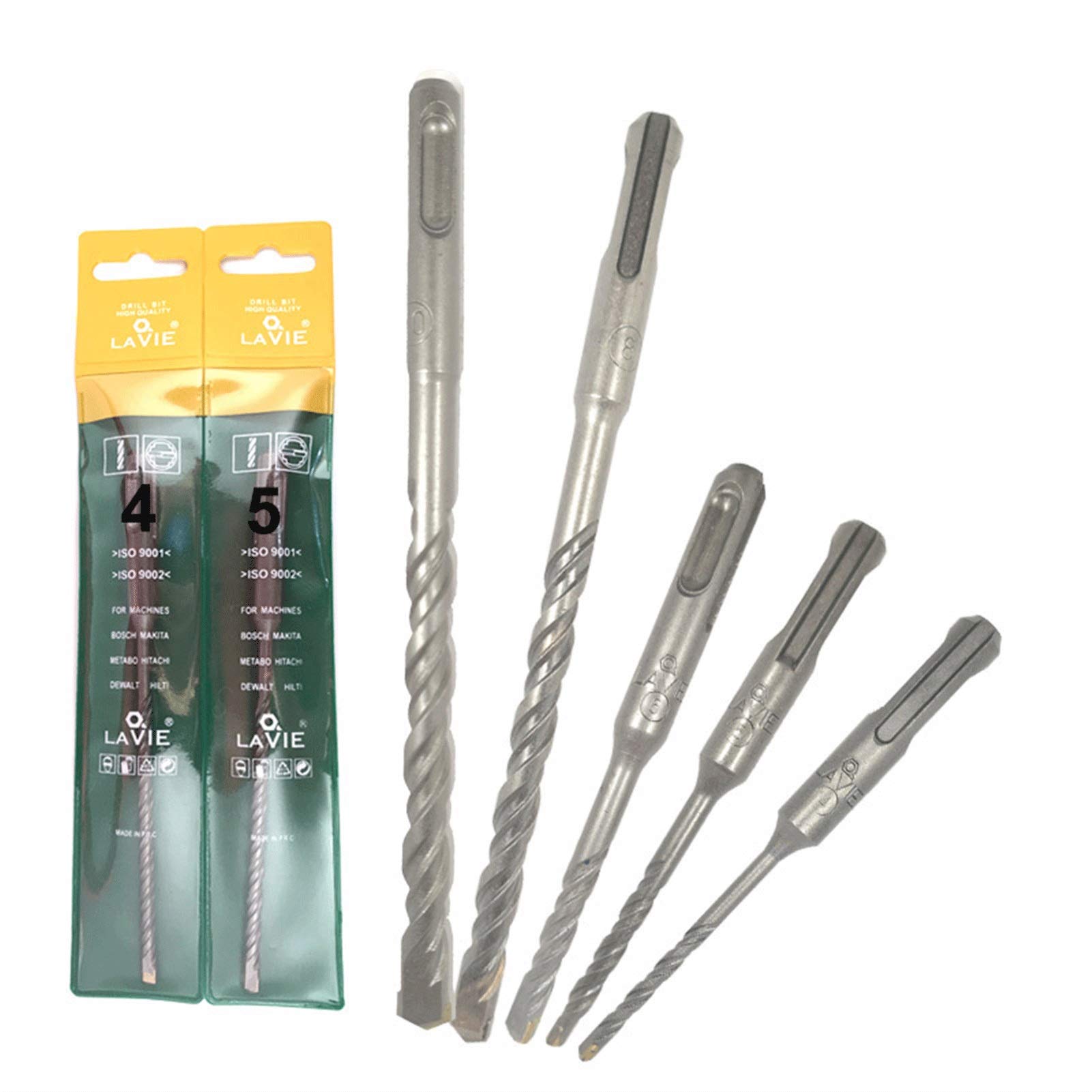 Brocas Juego de brocas 1 pieza 4 5 6 7 8 10 12 SDS Plus Perforación de sierra perforadora 220 mm 160 mm Brocas de martillo eléctrico para broca de mampostería de ladrillo de hormigón de pared (diáme