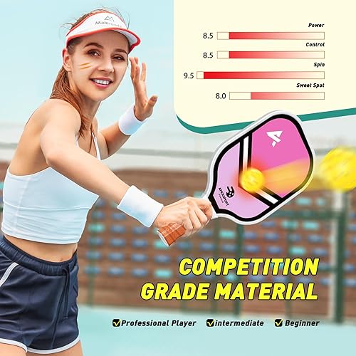 Miniatura 3 de Pickleball Paddles Set of 24, USAPA Approved Lightweight Fiberglass Pickleball Set with 4 Pickleballs, 1 Pickleball Sling Bag, 2 Cooling Towels,