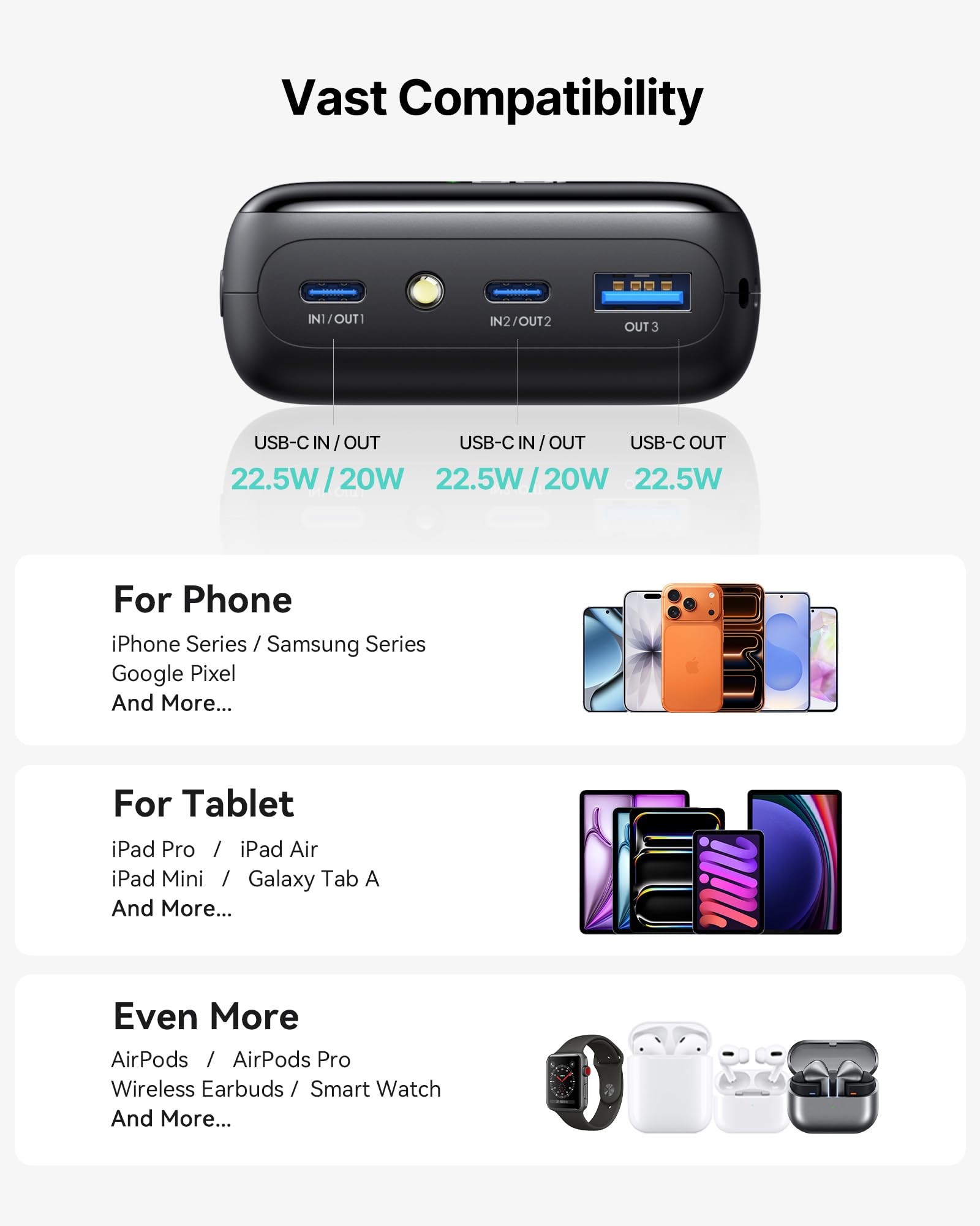 INIU Power Bank, caricabatterie portatile ultra piccolo da 20000 mAh 22,5 W PD, ricarica rapida, USB C in&out, batteria portatile per telefono cellulare, compatibile con iPhone 17, 16, 15, Samsung S22