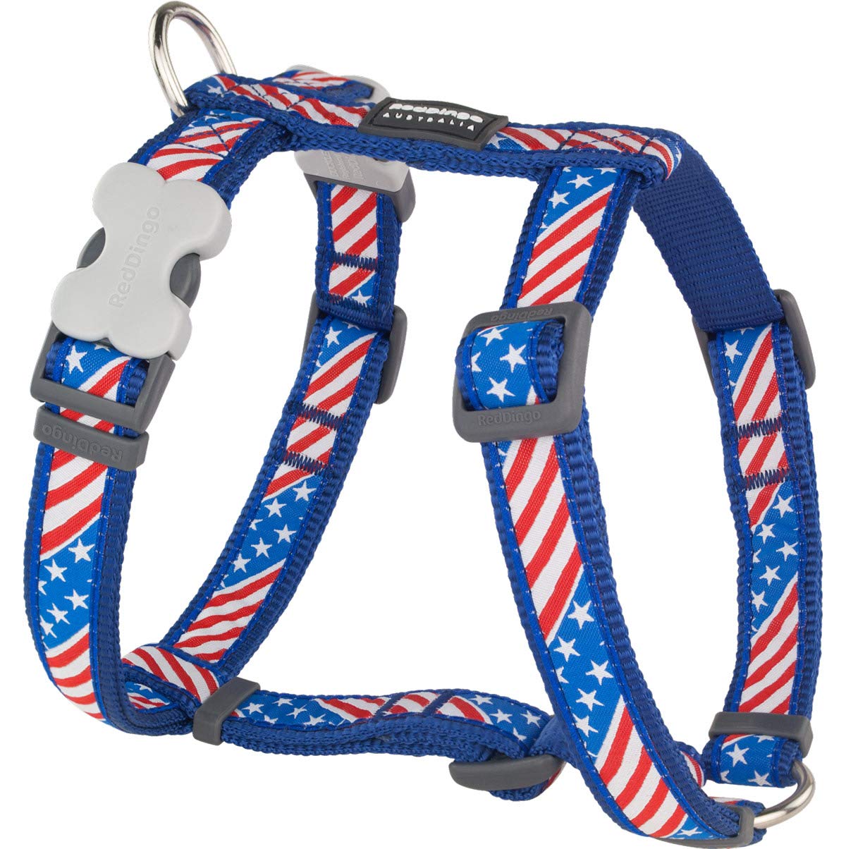 Red Dingo US Flag Harness 12mm (10-15