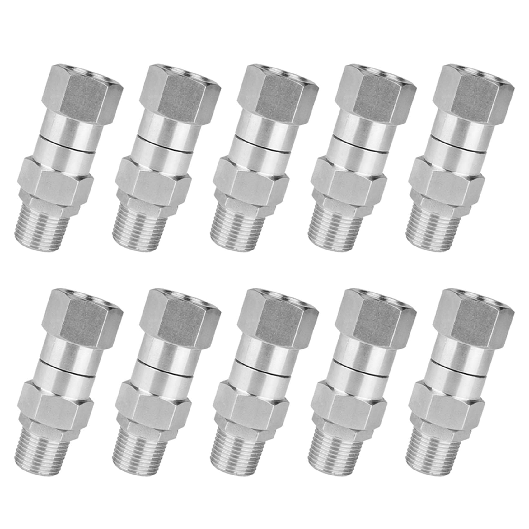 Jnchdghwa Silver 10X High Pressure Washer Swivel Joint 3/8 Inch Pressure Washer Hose Fittings 360 Degree Rotation Connector Car Washing