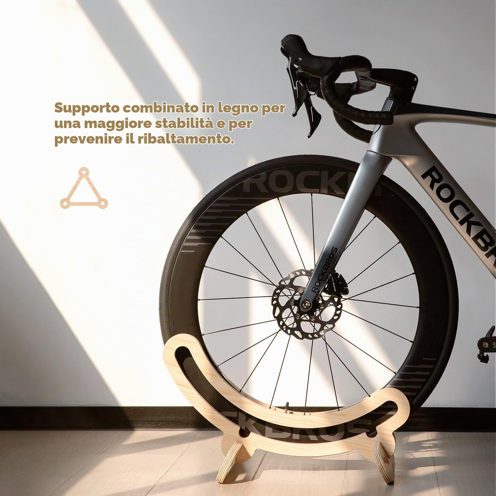 ROCKBROS Parcheggio Bici, Supporto da Pavimento per Bicicletta, Rastrelliera Portabiciclette, Supporto Regolabile per Ruota, Adatto per Biciclette da Strada, Pneumatici 26-80 mm 700C