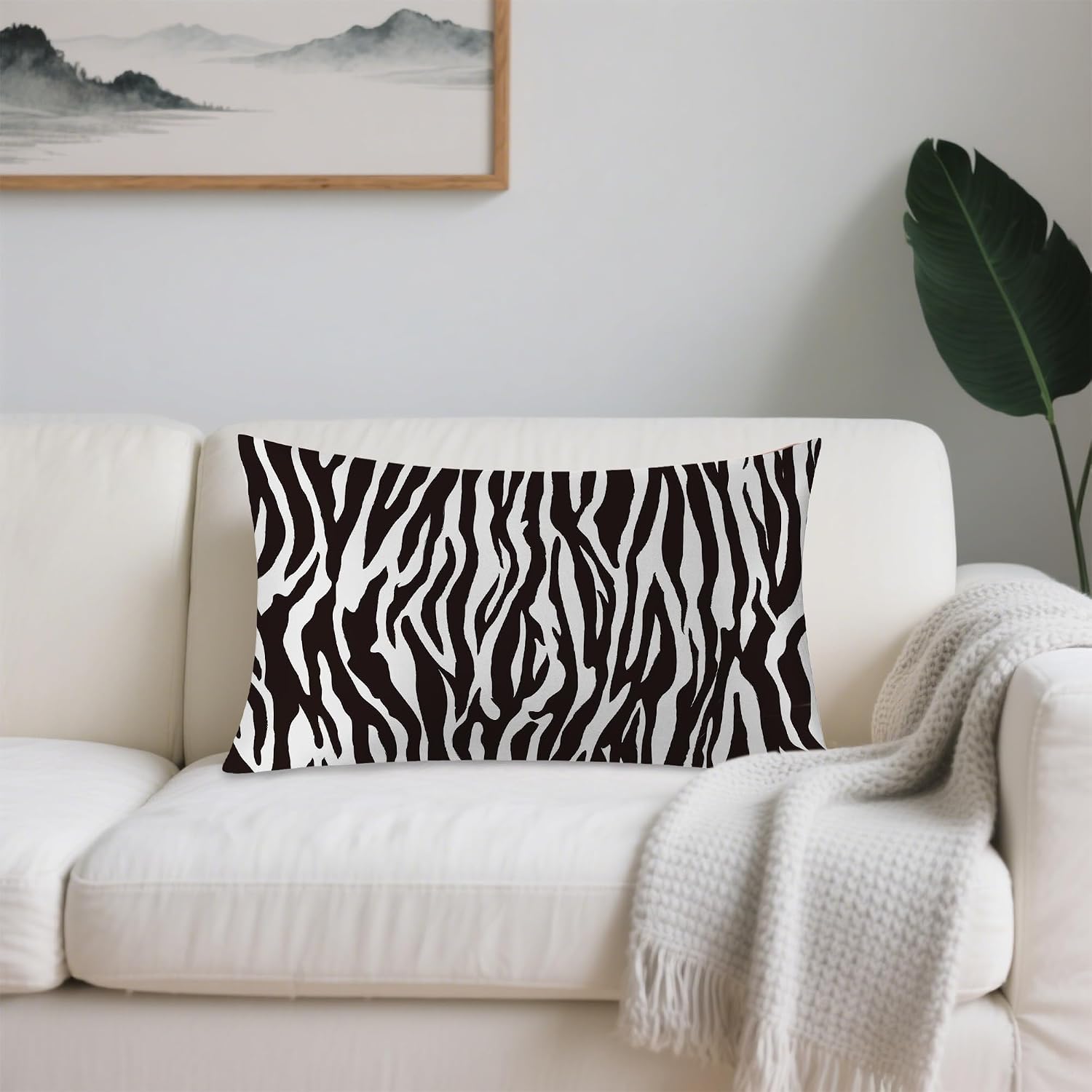 Satin Pillowcase 1 Pack-Zebra Black and White Silky Pillow Cover for Hair and Skin,Standard Size 20x26 Inch Soft Cooling Printed Pillow Cases with Hidden Zipper,Gifts for Women Men