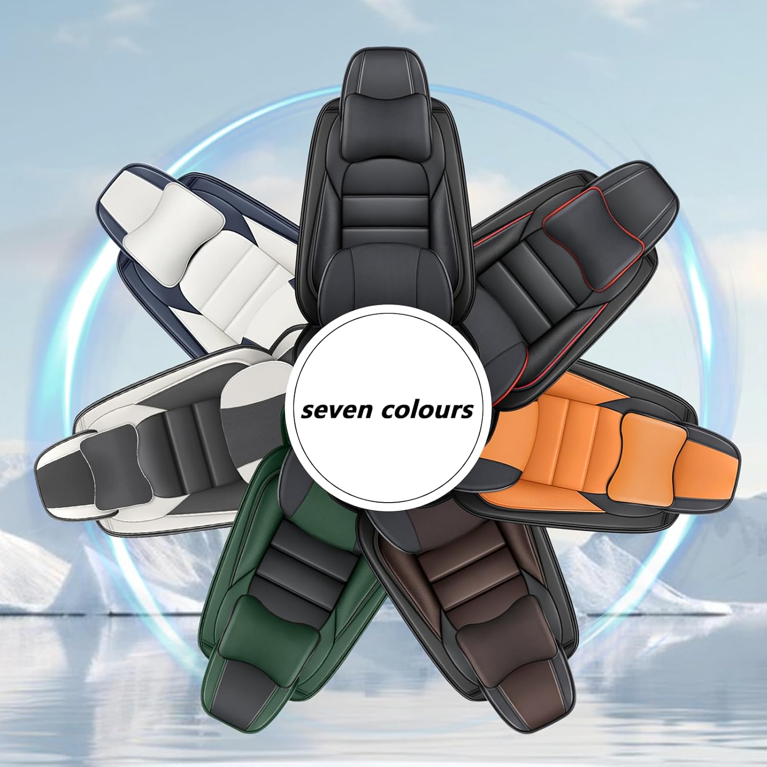 Full Set Car Seat Covers for Honda HR-V 2016-2026, Waterproof Stain-Resistant Seat Cover, Premium Nappa Leather Seat Protectors with Storage Pockets(Luxury 5 Seats/Grey&White)