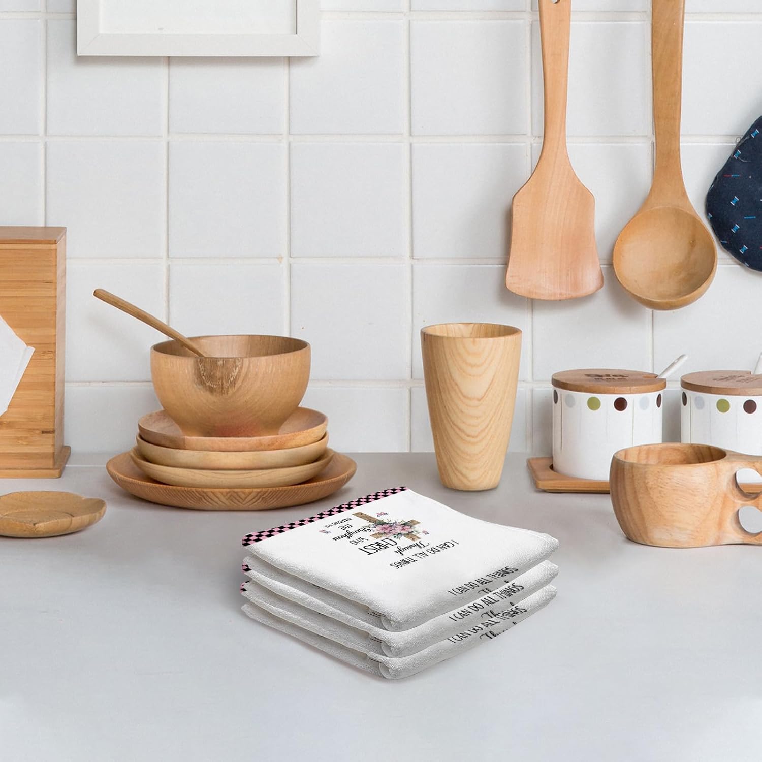 2 Pcs Christian Kitchen Towels Absorbent Religious Dish Towels 24 x 16 Inch Religious Gifts for Women Bible Verse Hand Tea Towel for Kitchen Decor - Image 6