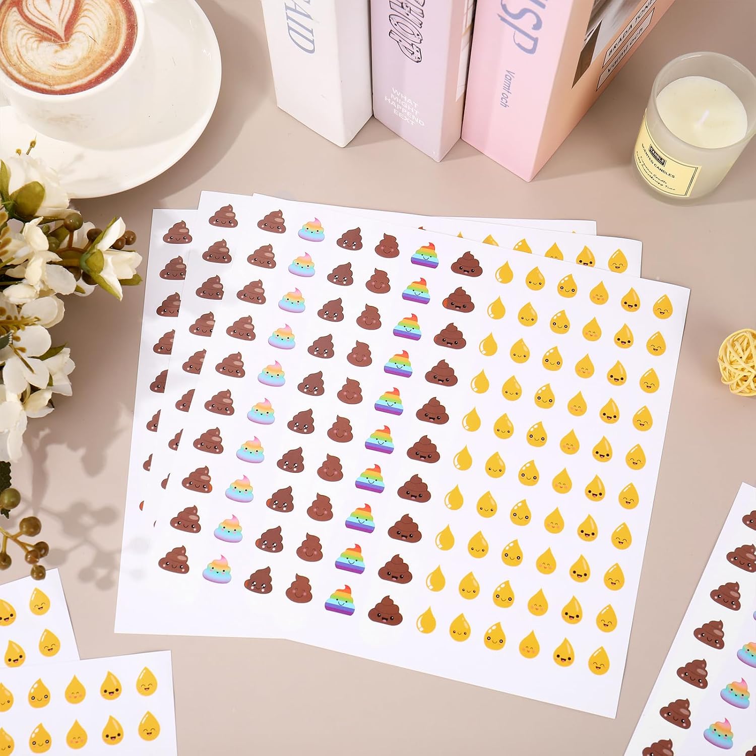 Whaline 2400 Pcs Poop Pee Stickers for Potty Training, 20 Sheets
